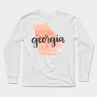 georgia - calligraphy and abstract state outline Long Sleeve T-Shirt